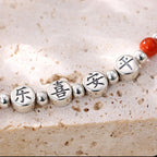 Fortune Jewel 925 Sterling Silver Small Beads Red Agate Peace And Joy Blessing Anklet