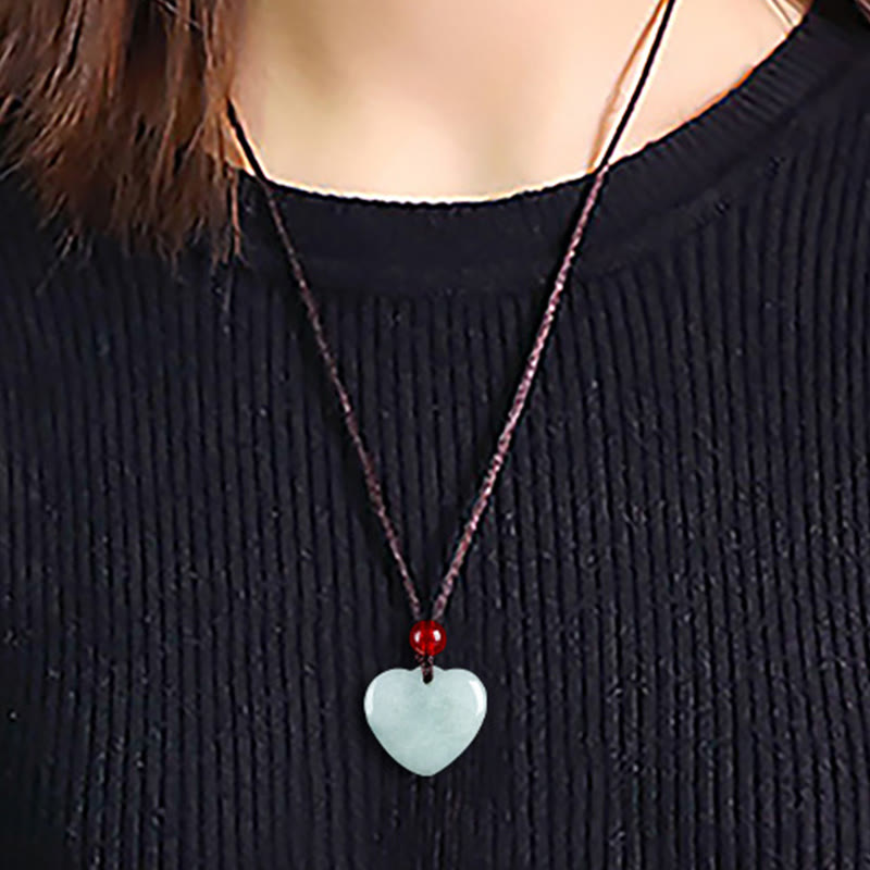 Fortune Jewel Jade Heart Prosperity Necklace Pendant