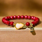 Fortune Jewel Cinnabar Gourd Fu Character Charm Blessing Bracelet