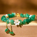 Fortune Jewel Natural Strawberry Quartz Green Strawberry Quartz Super Seven Crystal Flower Healing Bracelet