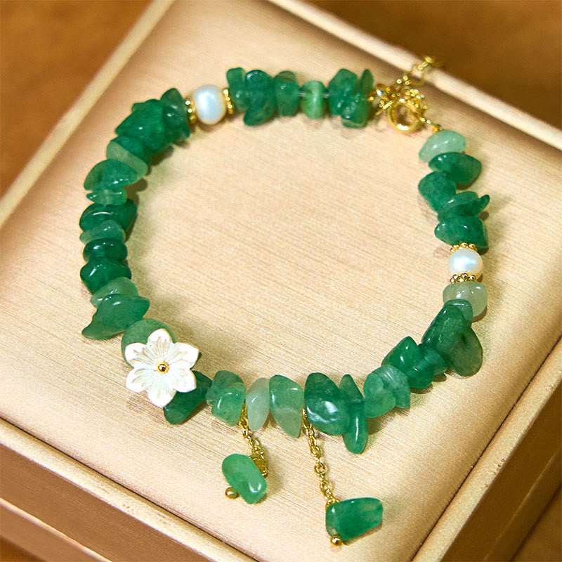 Fortune Jewel Natural Strawberry Quartz Green Strawberry Quartz Super Seven Crystal Flower Healing Bracelet