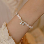 Fortune Jewel 925 Sterling Silver Natural White Jade Bamboo Bell Charm Luck Happiness Bracelet