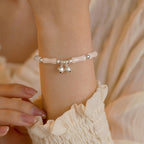 Fortune Jewel 925 Sterling Silver Natural White Jade Bamboo Bell Charm Luck Happiness Bracelet