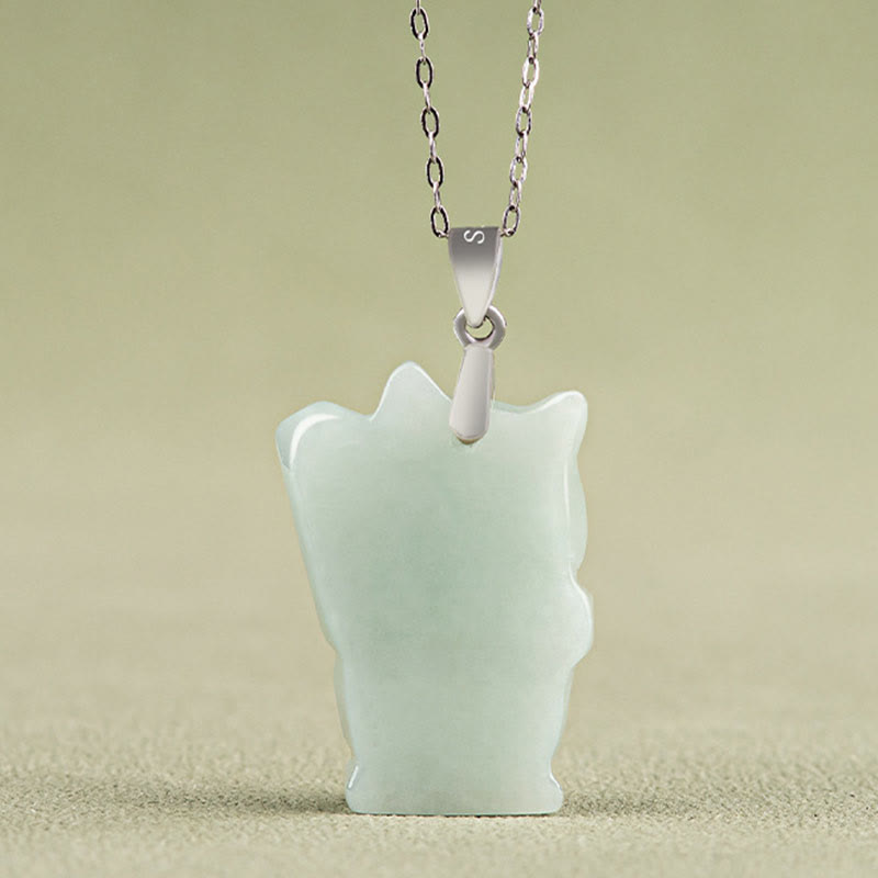 Fortune Jewel Jade Fortune Cat Prosperity Titanium Steel Necklace Pendant