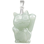 Fortune Jewel Jade Fortune Cat Prosperity Titanium Steel Necklace Pendant