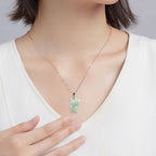 Fortune Jewel Jade Fortune Cat Prosperity Titanium Steel Necklace Pendant