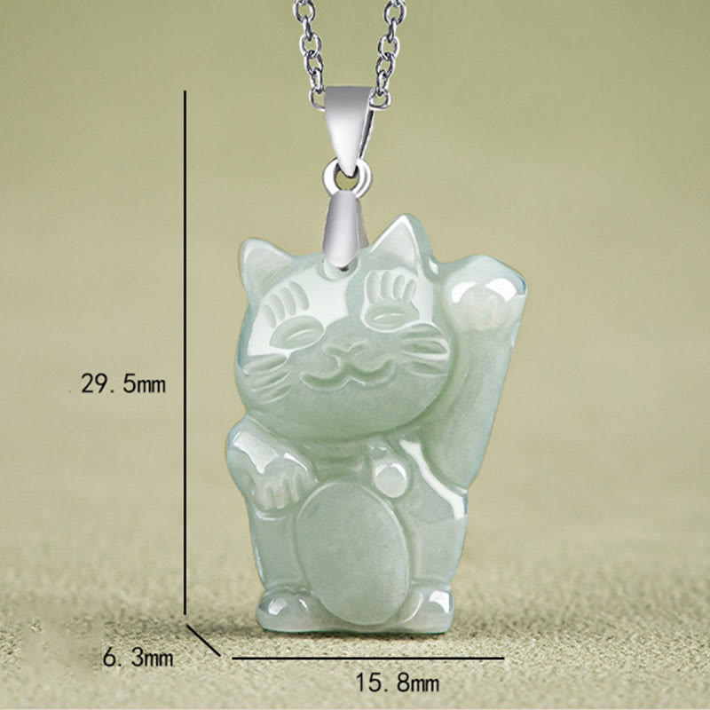 Fortune Jewel Jade Fortune Cat Prosperity Titanium Steel Necklace Pendant