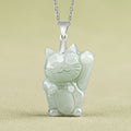 Fortune Jewel Jade Fortune Cat Prosperity Titanium Steel Necklace Pendant