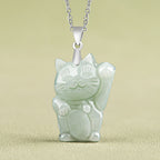 Fortune Jewel Jade Fortune Cat Prosperity Titanium Steel Necklace Pendant