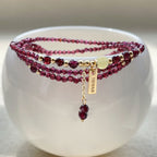 Fortune Jewel Small Natural Garnet Passion Triple Wrap Bracelet