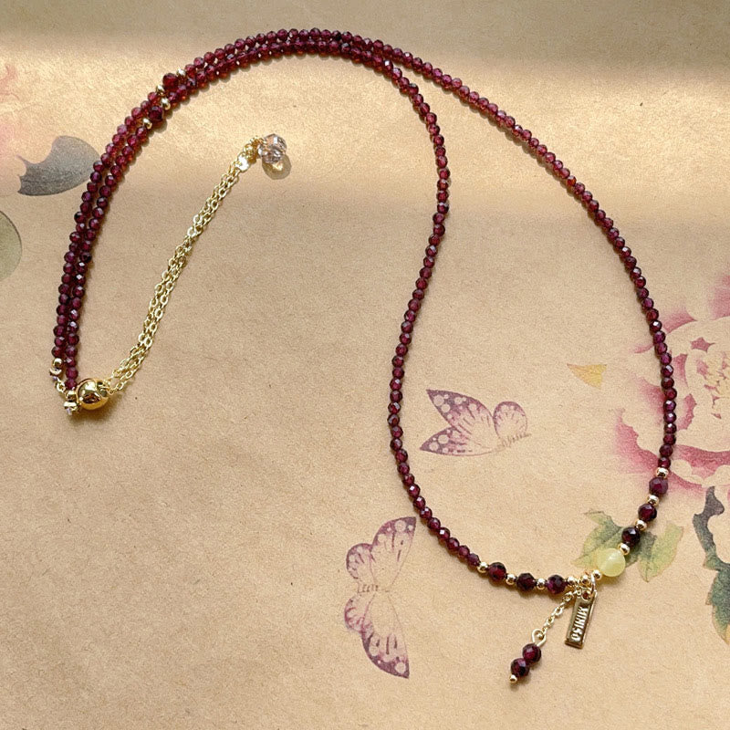 Fortune Jewel Small Natural Garnet Passion Triple Wrap Bracelet