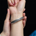 Fortune Jewel Om Mani Padme Hum Heart Sutra Mantra Lotus Peace Meditation Cuff Bracelet Bangle