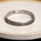 Fortune Jewel Om Mani Padme Hum Heart Sutra Mantra Lotus Peace Meditation Cuff Bracelet Bangle