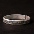 Fortune Jewel Om Mani Padme Hum Heart Sutra Mantra Lotus Peace Meditation Cuff Bracelet Bangle