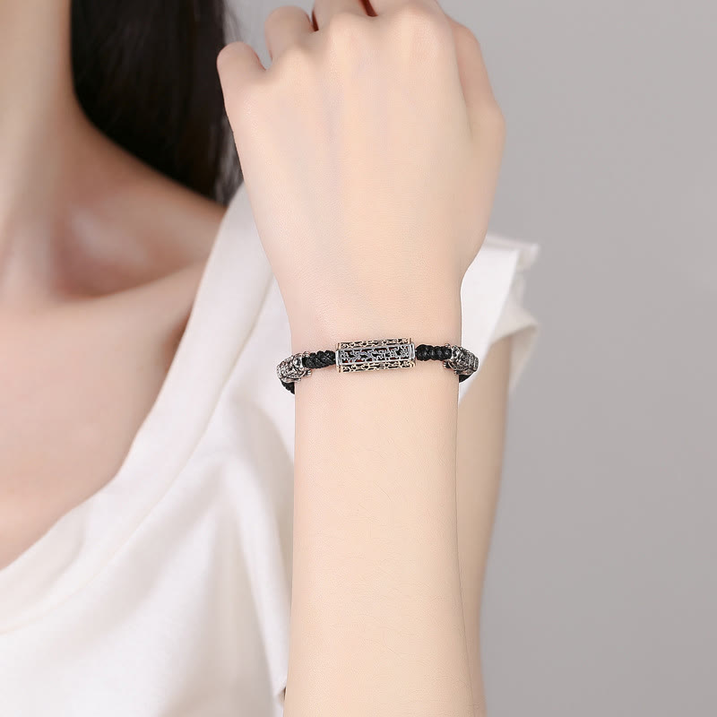 Fortune Jewel Tibetan Black String Copper Om Mani Padme Hum Pixiu Protection Braided Bracelet