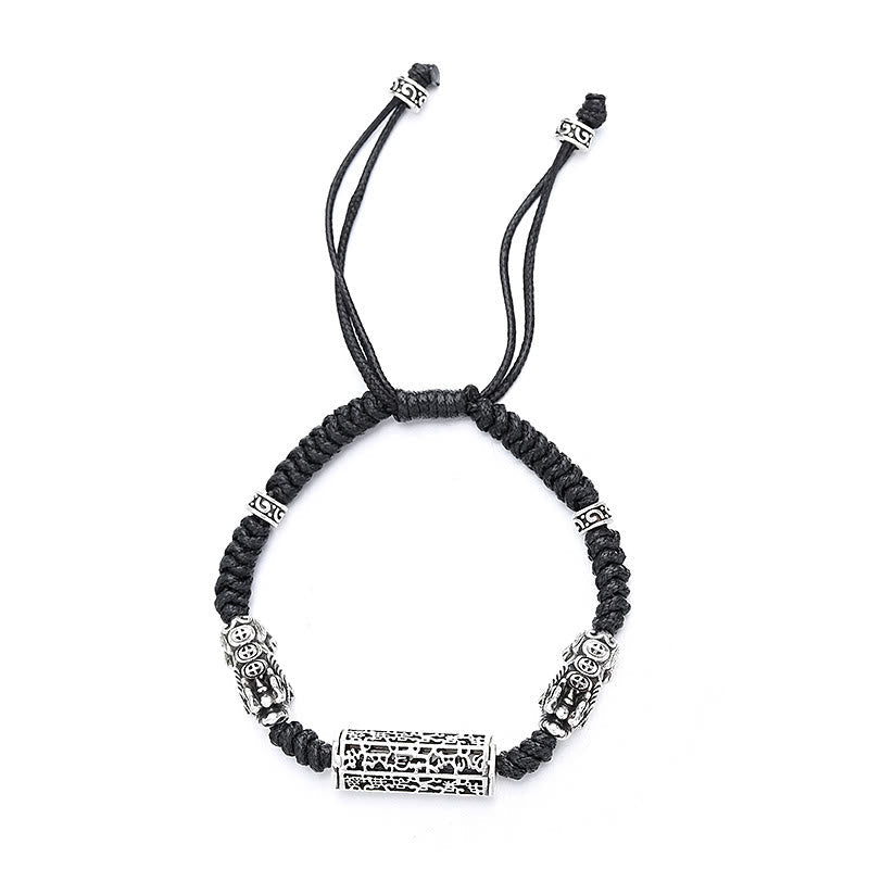 Fortune Jewel Tibetan Black String Copper Om Mani Padme Hum Pixiu Protection Braided Bracelet