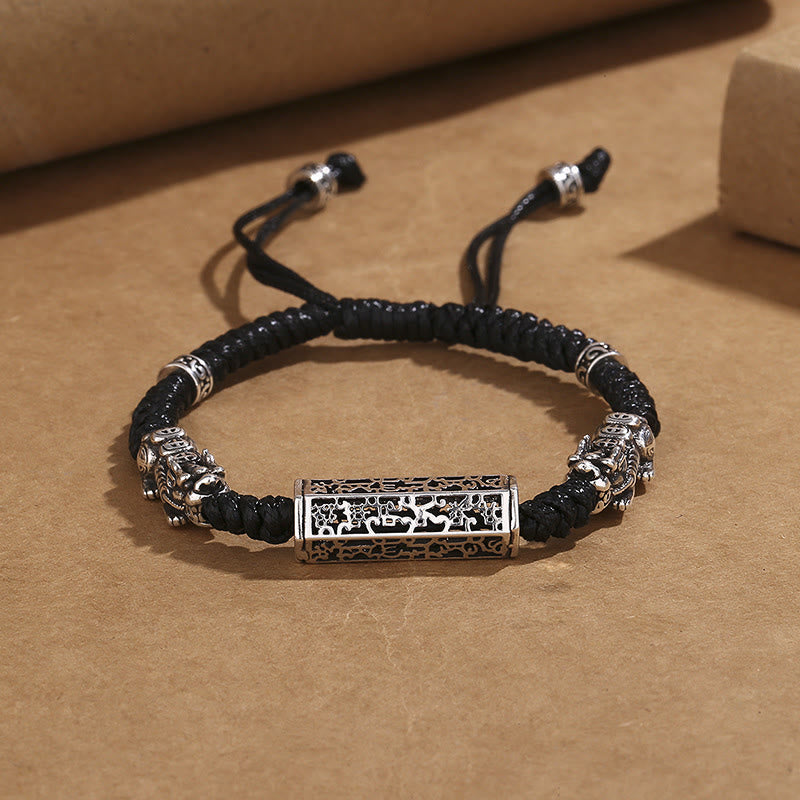 Fortune Jewel Tibetan Black String Copper Om Mani Padme Hum Pixiu Protection Braided Bracelet