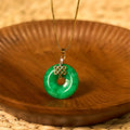 Fortune Jewel Natural Cyan Jade Peace Buckle Chinese knot Success Necklace Pendant