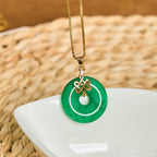 Fortune Jewel Natural Cyan Jade Peace Buckle Chinese knot Success Necklace Pendant