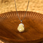 Fortune Jewel Natural Hetian Jade Laughing Buddha Abundance Necklace Pendant Fortune Jewel
