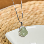 Fortune Jewel Natural Hetian Jade Laughing Buddha Abundance Necklace Pendant Fortune Jewel