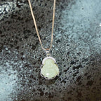 Fortune Jewel Natural Hetian Jade Laughing Buddha Abundance Necklace Pendant Fortune Jewel