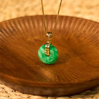 Fortune Jewel Cyan Jade Peace Buckle Healing Luck Necklace Pendant