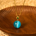 Fortune Jewel Cat's Eye Round Ball Confidence Necklace Pendant