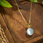 Fortune Jewel Cat's Eye Round Ball Confidence Necklace Pendant