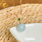 Fortune Jewel Cat's Eye Round Ball Confidence Necklace Pendant