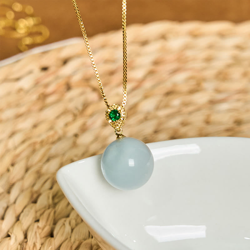 Fortune Jewel Cat's Eye Round Ball Confidence Necklace Pendant