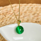 Fortune Jewel Cat's Eye Round Ball Confidence Necklace Pendant