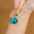 Fortune Jewel Cat's Eye Round Ball Confidence Necklace Pendant