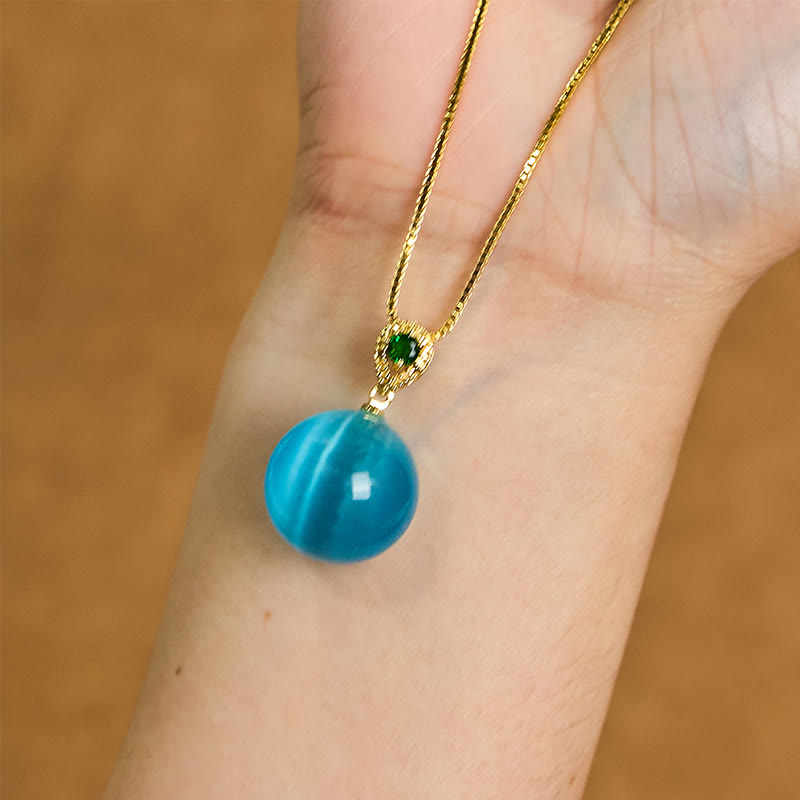 Fortune Jewel Cat's Eye Round Ball Confidence Necklace Pendant