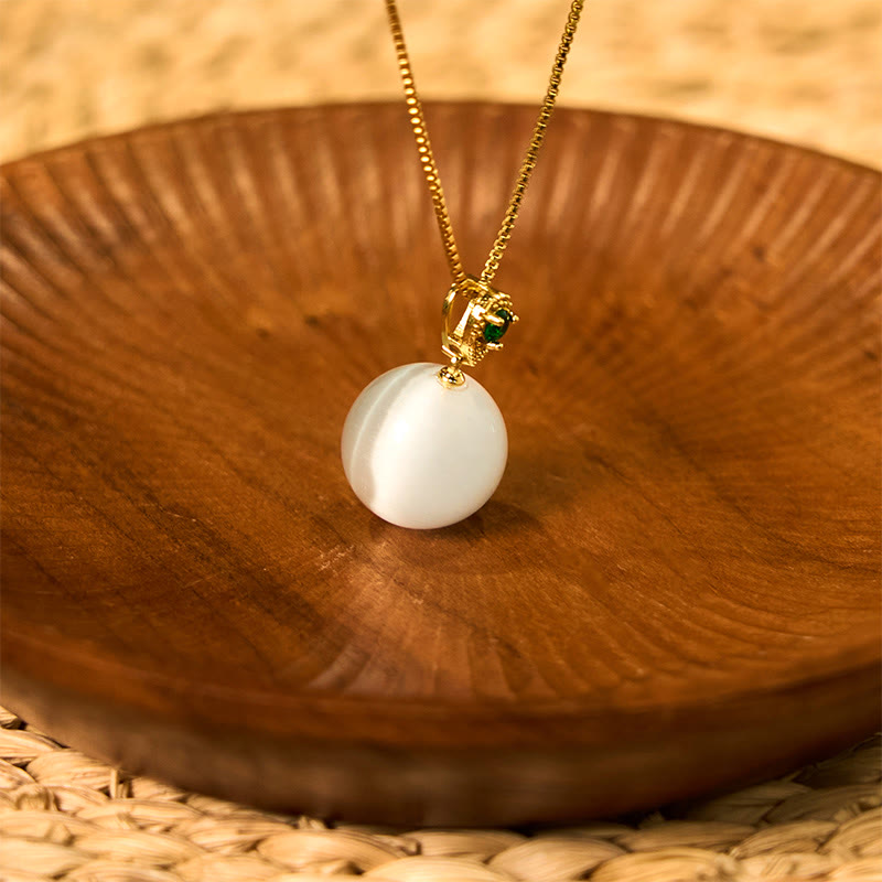 Fortune Jewel Cat's Eye Round Ball Confidence Necklace Pendant