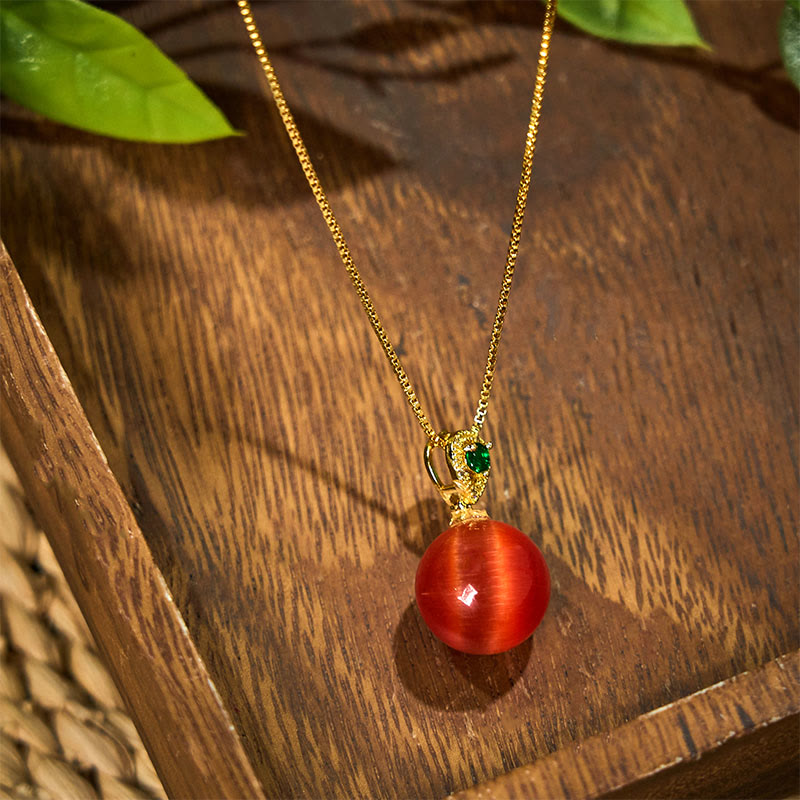 Fortune Jewel Cat's Eye Round Ball Confidence Necklace Pendant