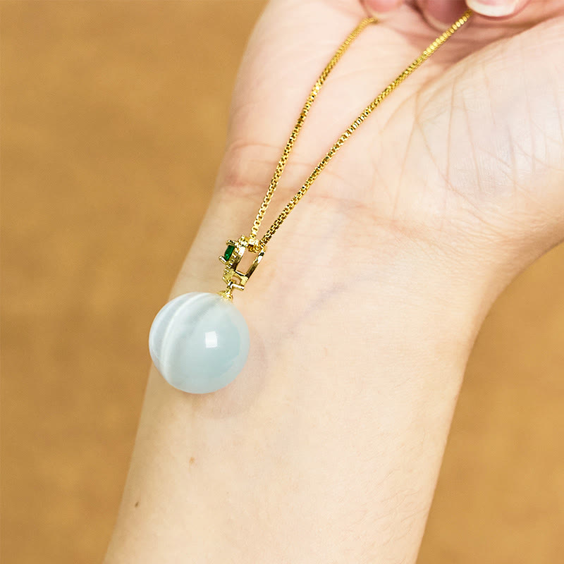 Fortune Jewel Cat's Eye Round Ball Confidence Necklace Pendant