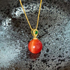 Fortune Jewel Cat's Eye Round Ball Confidence Necklace Pendant