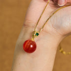 Fortune Jewel Cat's Eye Round Ball Confidence Necklace Pendant