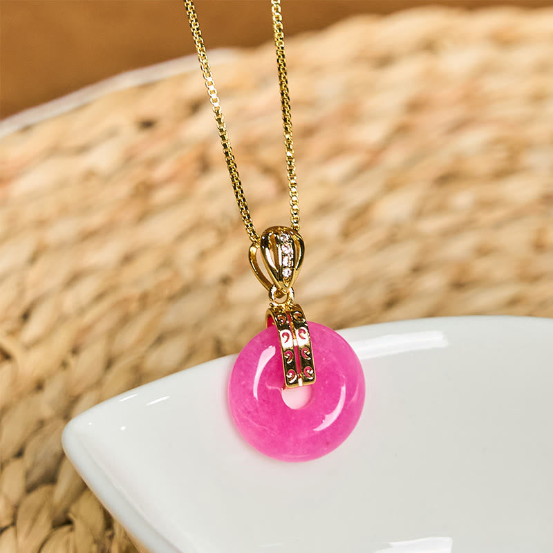 Fortune Jewel Purple Jade Peace Buckle Happiness Necklace Pendant