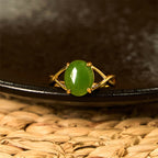 Fortune Jewel Natural Jade Alloy Adjustable Buckle Abundance Ring