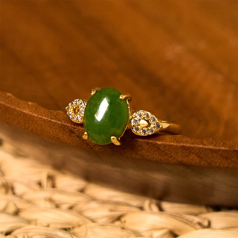Fortune Jewel Natural Jade Adjustable Buckle Prosperity Ring