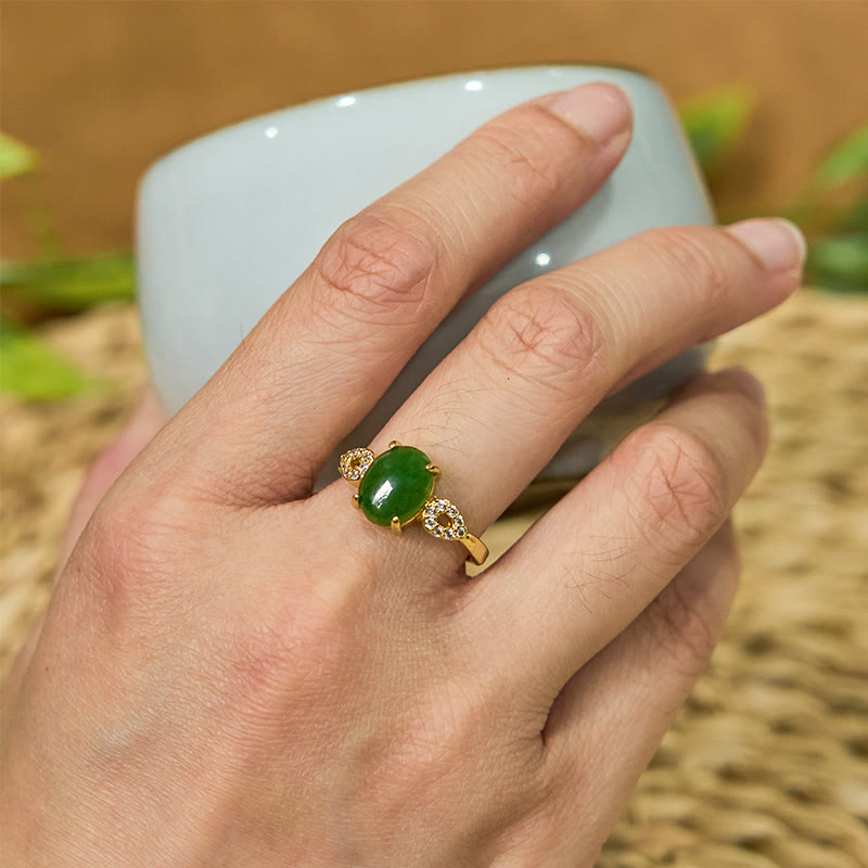 Fortune Jewel Natural Jade Adjustable Buckle Prosperity Ring