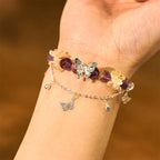 Fortune Jewel Natural Purple Phantom Butterfly Flowers Wisdom Bracelet