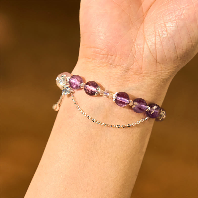 Fortune Jewel Natural Purple Phantom Butterfly Flowers Wisdom Bracelet