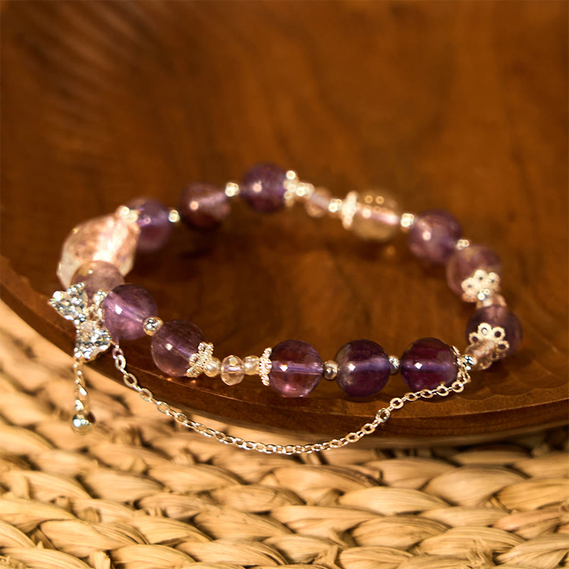 Fortune Jewel Natural Purple Phantom Bow Wisdom Bracelet