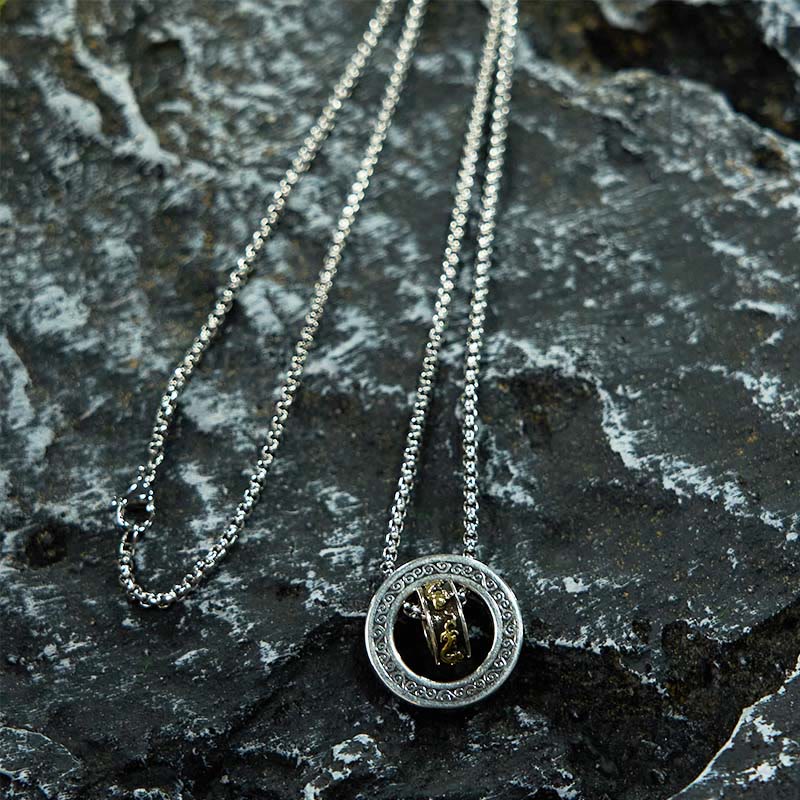 Fortune Jewel Double Ring PiXiu Peace Buckle Wealth Rotatable Necklace Pendant