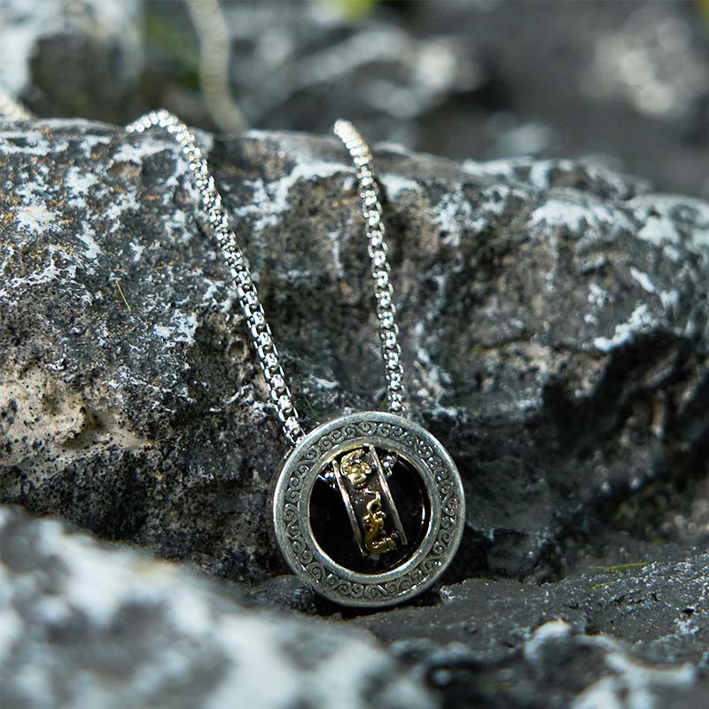 Fortune Jewel Double Ring PiXiu Peace Buckle Wealth Rotatable Necklace Pendant
