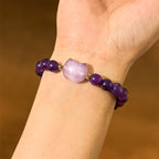 Fortune Jewel Amethyst Green Aventurine Rose Quartz Fluorite Cat Head Balance Luck Bracelet