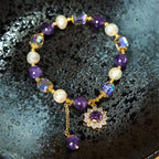 Fortune Jewel Natural Amethyst Pearl Sunflower Communication Bracelet
